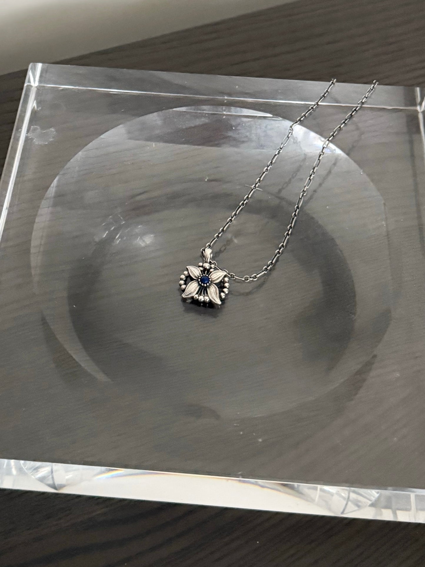 02. Georg Jensen 1998 Heritage flower and Lapis Lazuli necklace