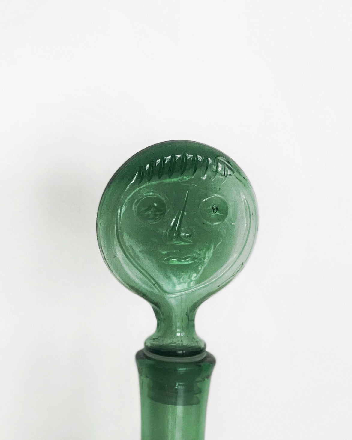 Erik Höglund green face decanter with face stopper