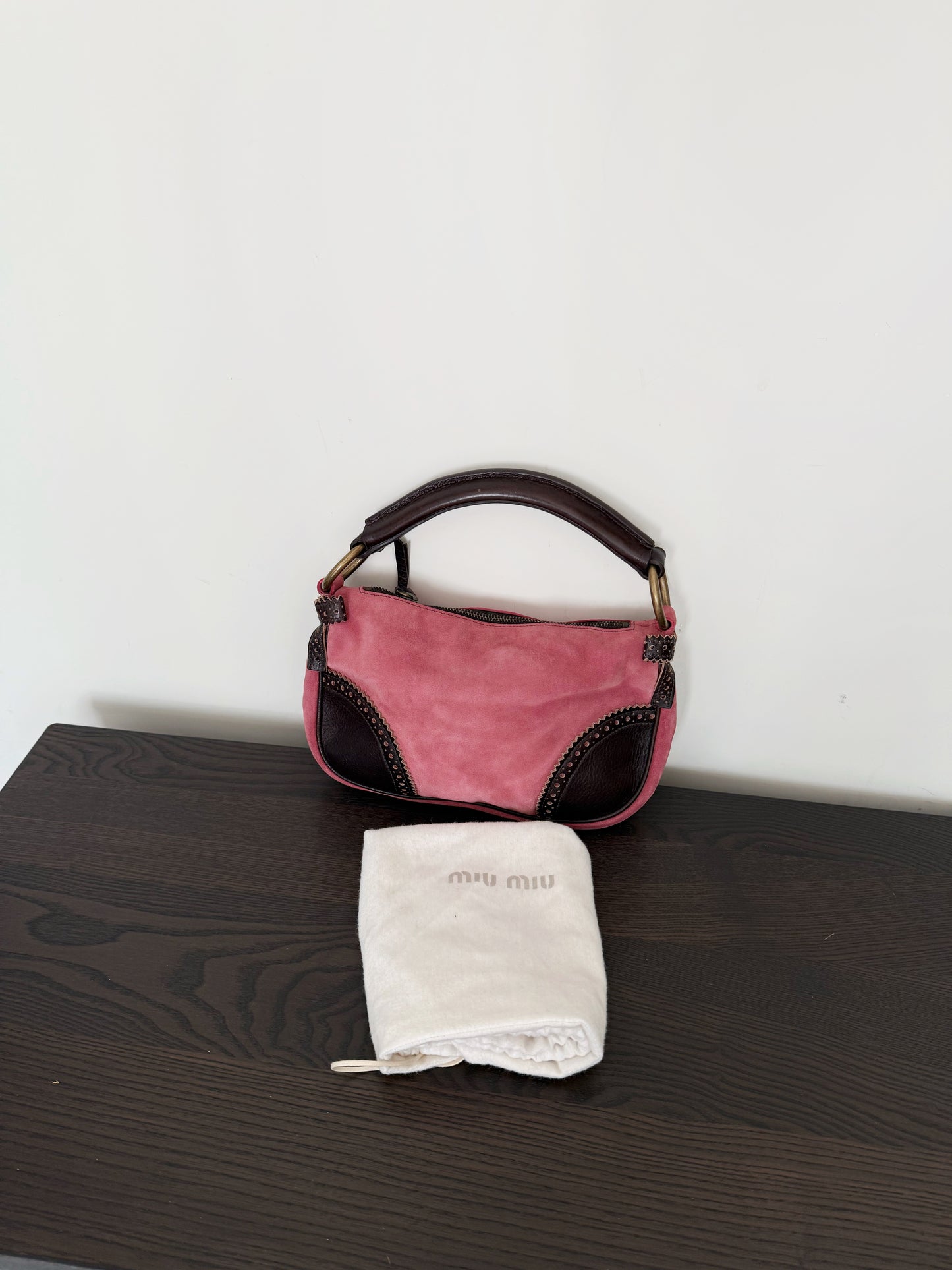 Miu Miu pink suede bag