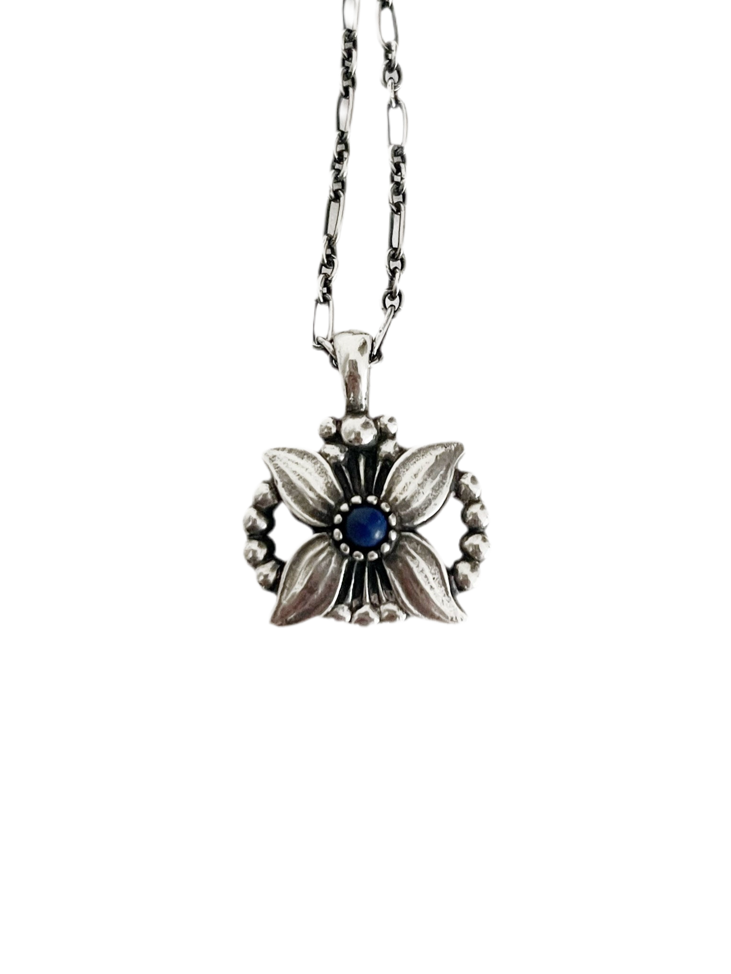 Georg Jensen Heritage flower and Lapis Lazuli necklace