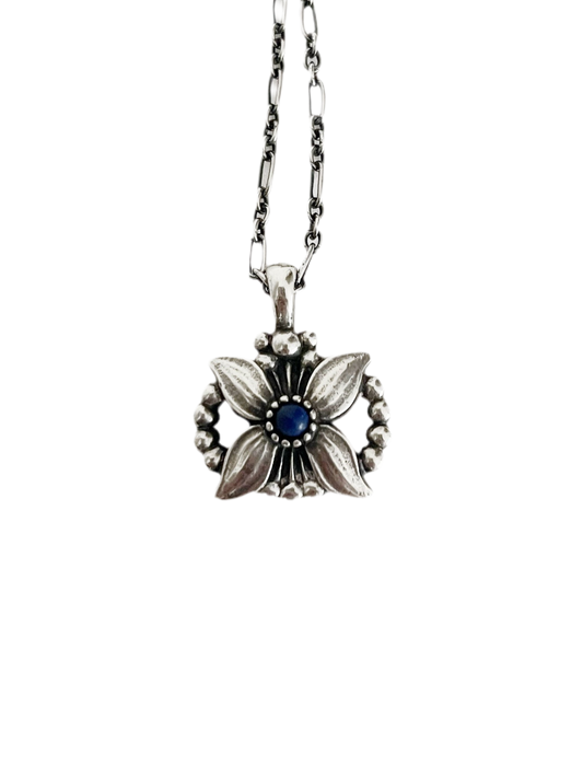 Georg Jensen Heritage flower and Lapis Lazuli necklace