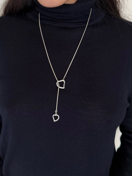 Yves Saint Laurent double heart lariat necklace