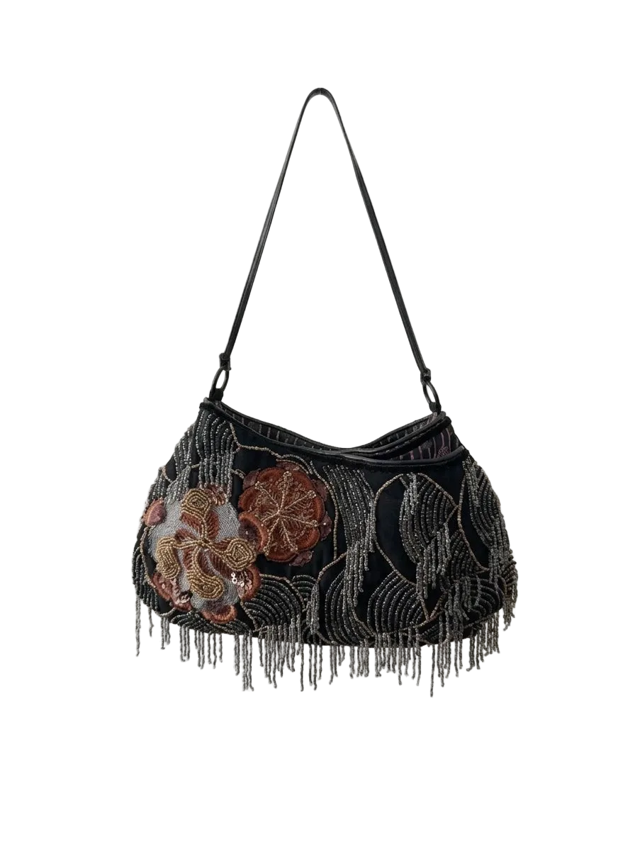03. Jamin Puech floral embellished black shoulder bag
