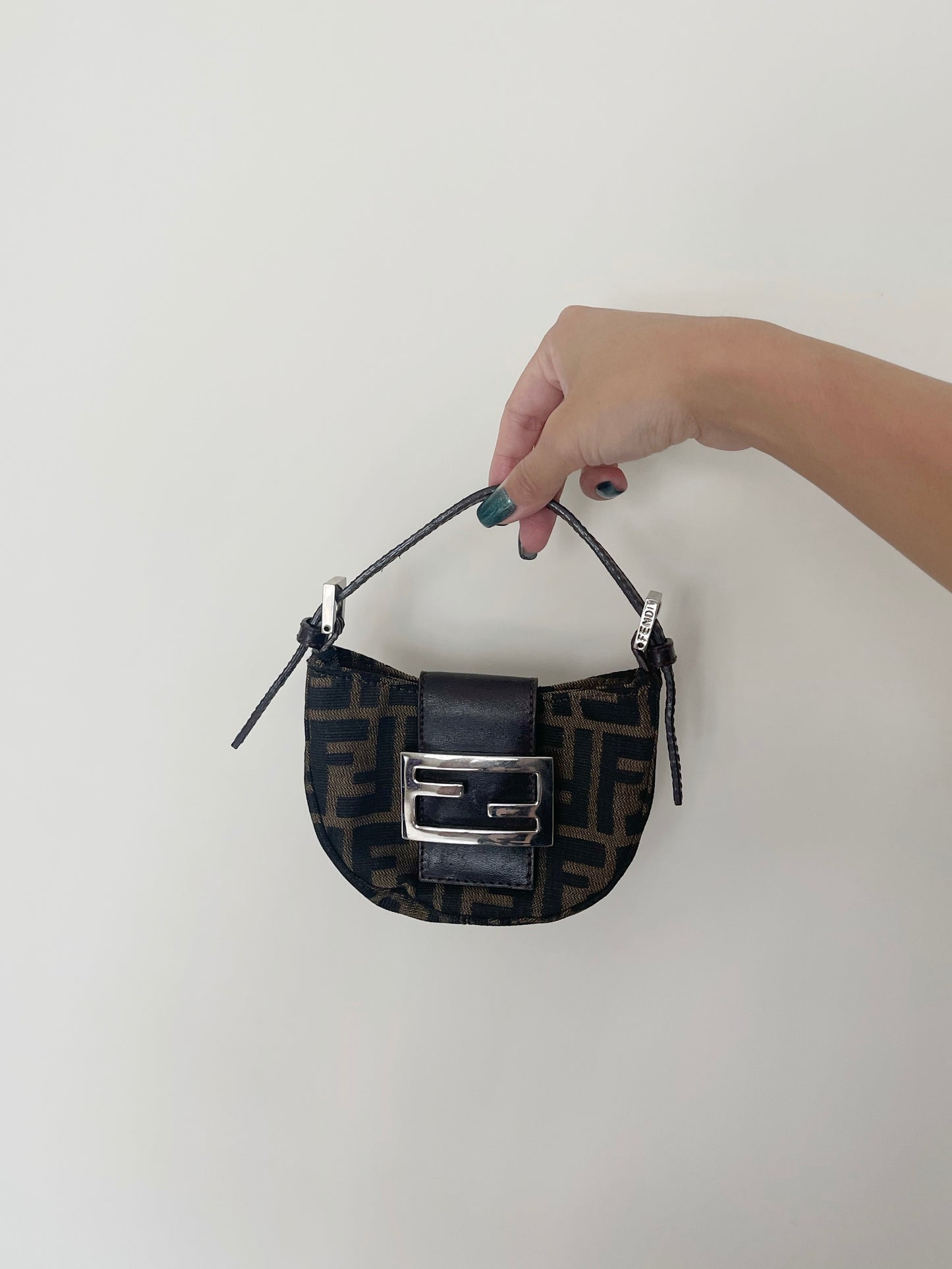 Fendi mini croissant bag in zucca monogram pattern