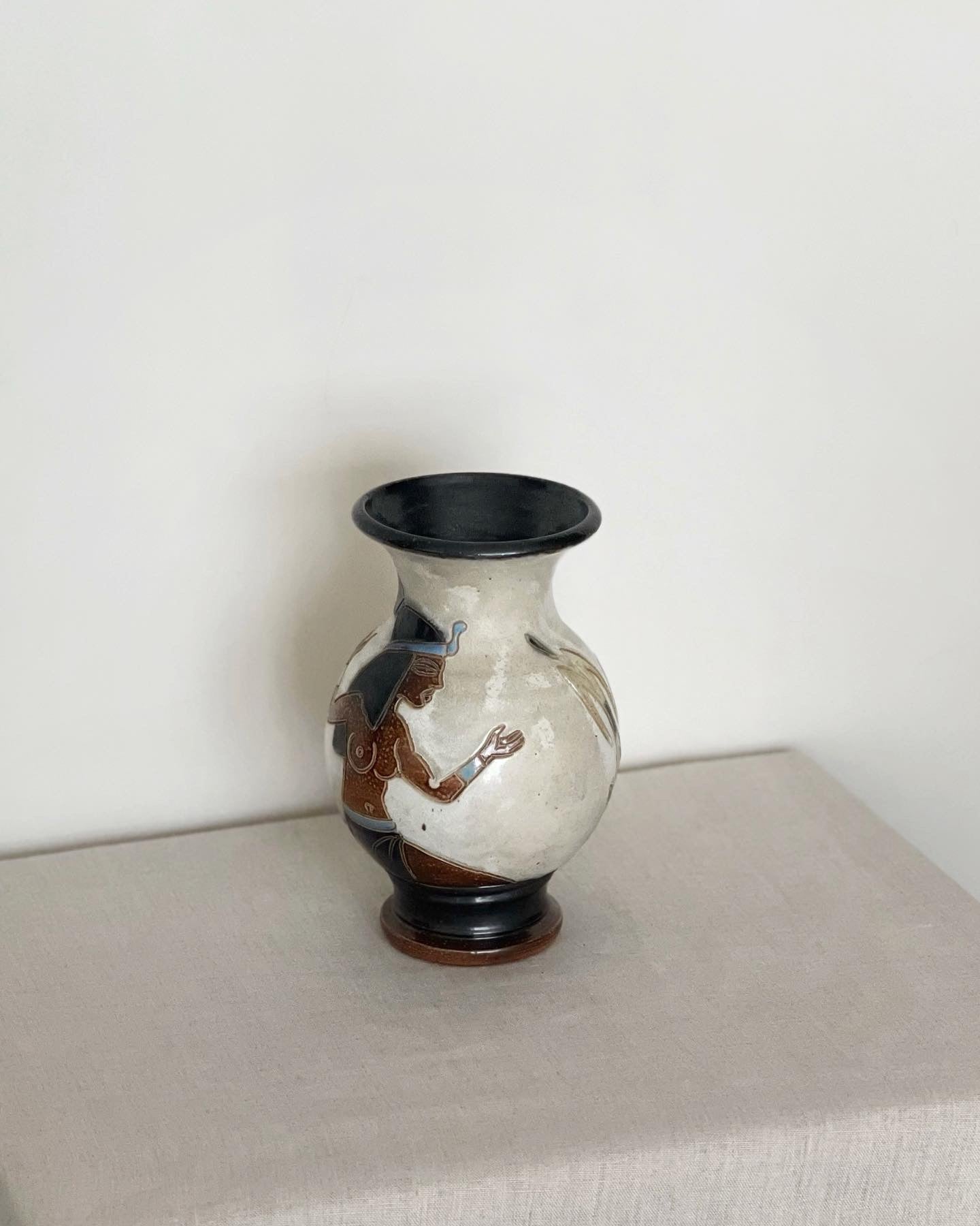 Roger Guerin handpainted pottery vase