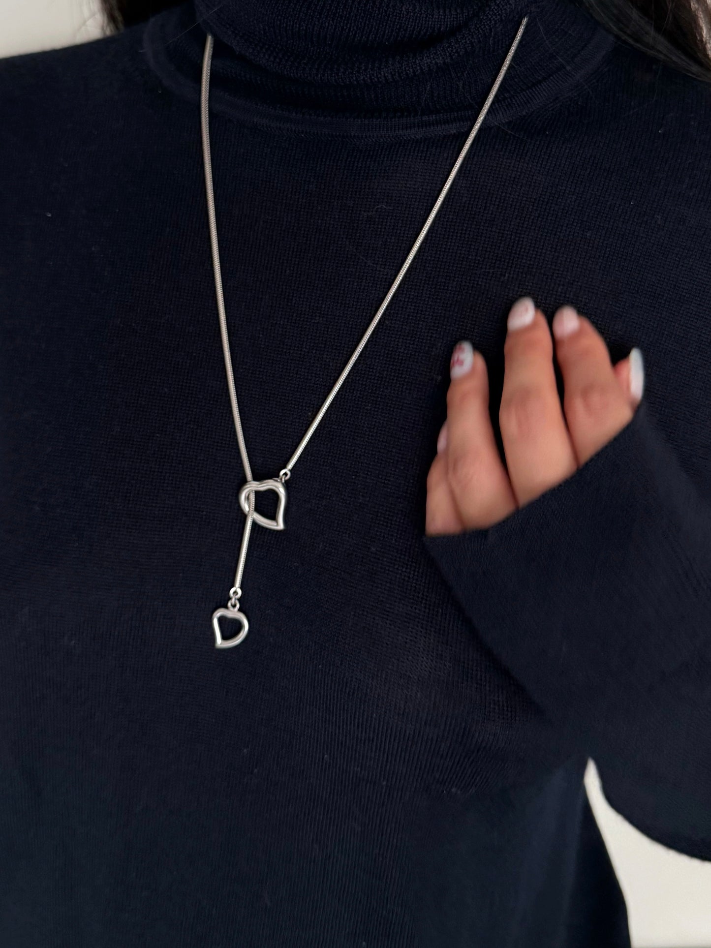 02. Yves Saint Laurent double heart lariat necklace