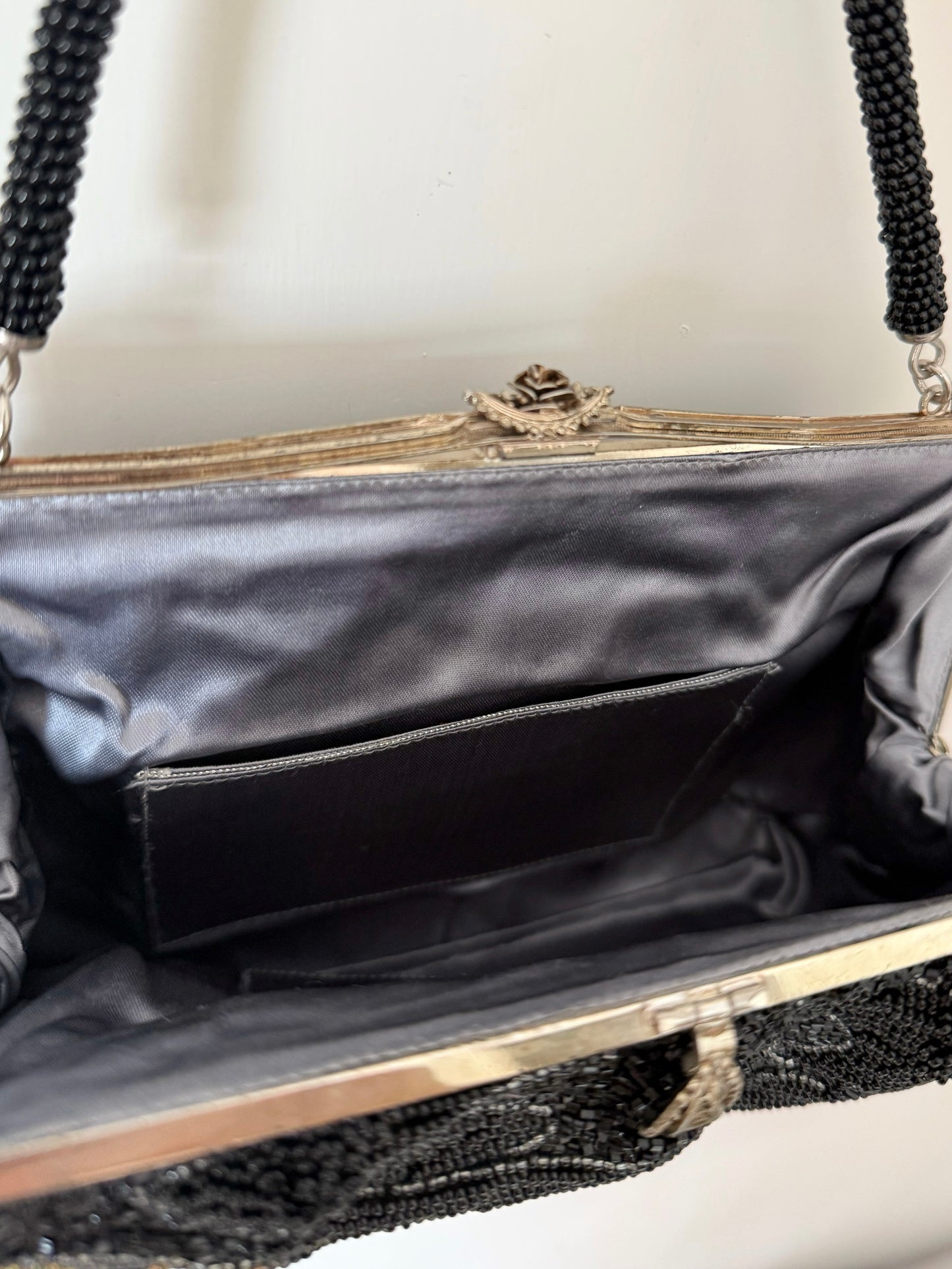 03. Wave motifs black beaded bag