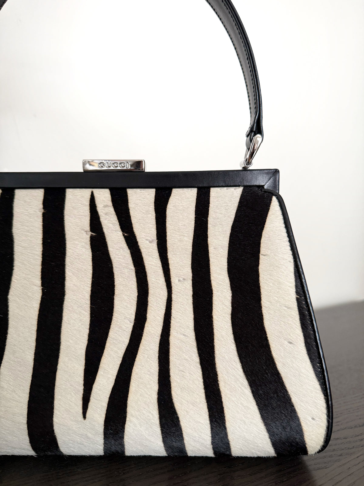 03. Gucci calf pony hair zebra print top handle bag