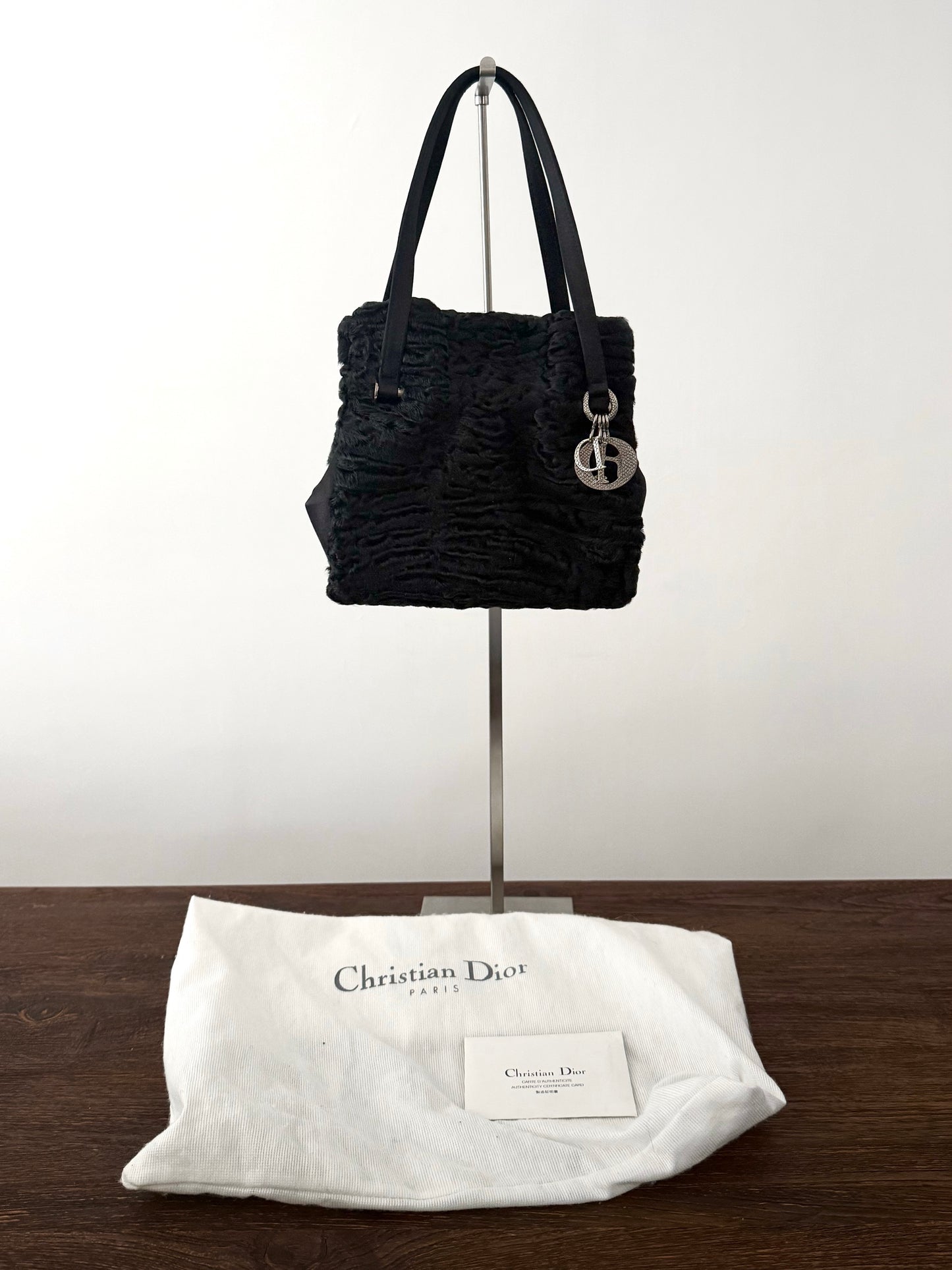 03. Christian Dior Persian lamb fur tote bag with charms