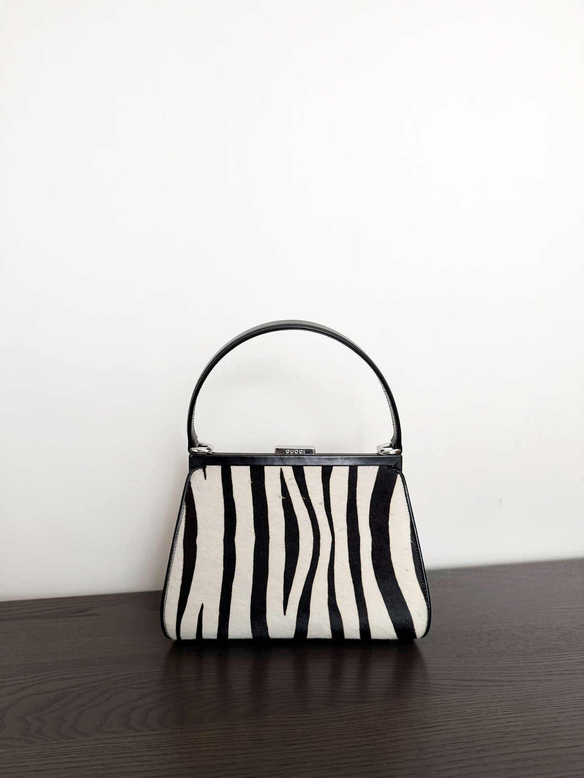 03. Gucci calf pony hair zebra print top handle bag