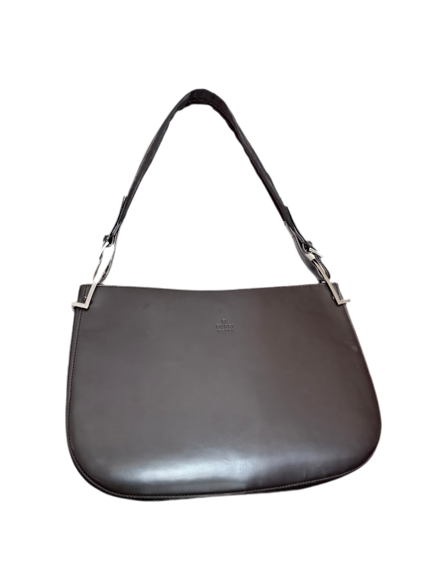 Gucci brown enamel shoulder bag