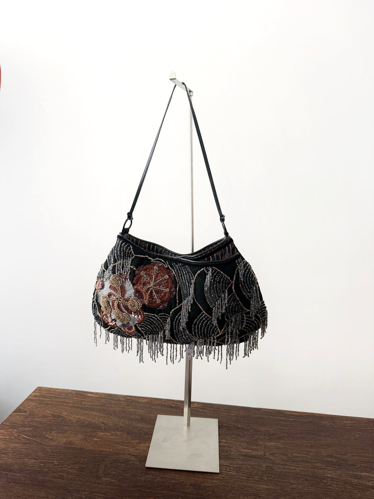 03. Jamin Puech floral embellished black shoulder bag