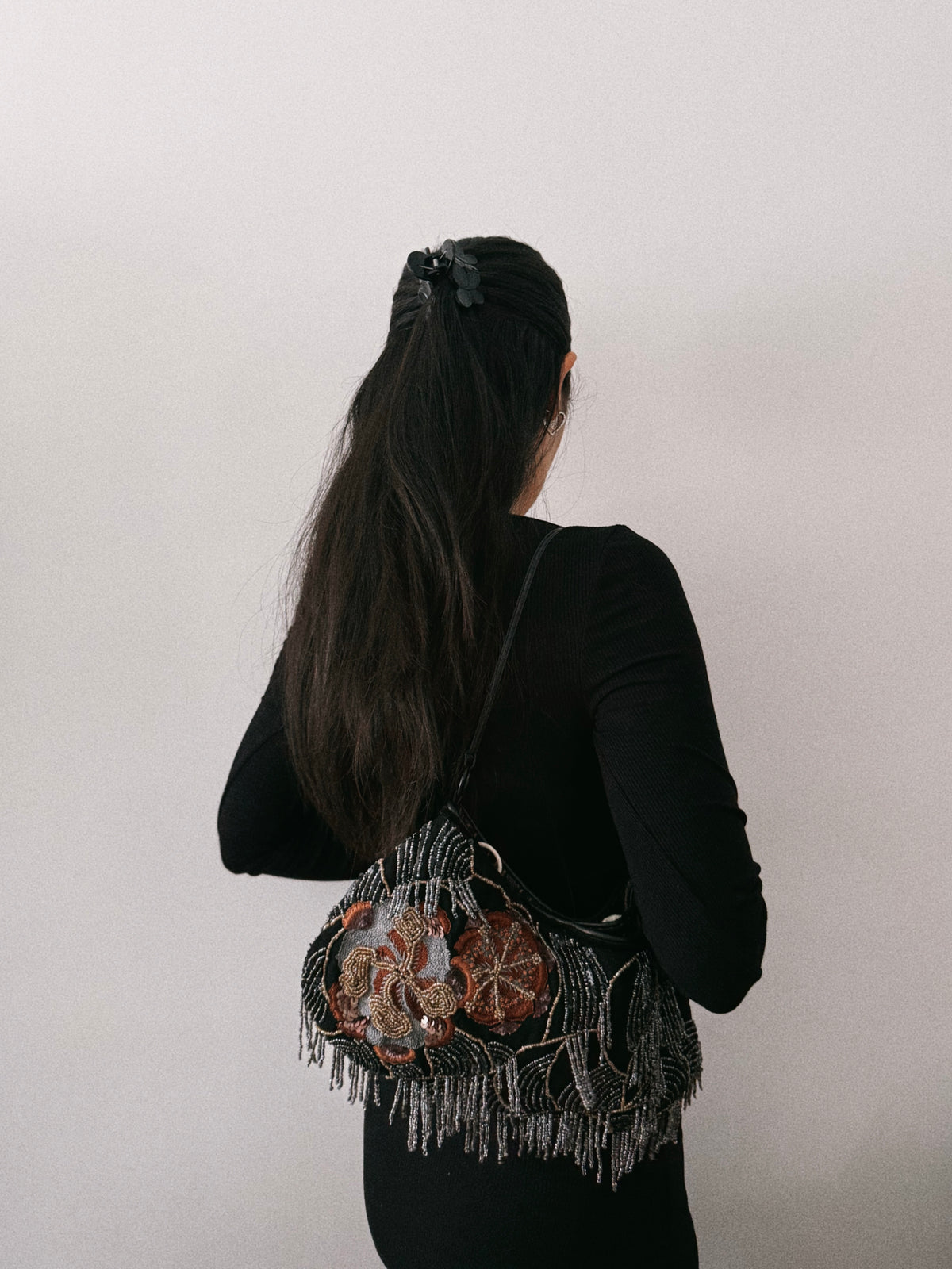03. Jamin Puech floral embellished black shoulder bag