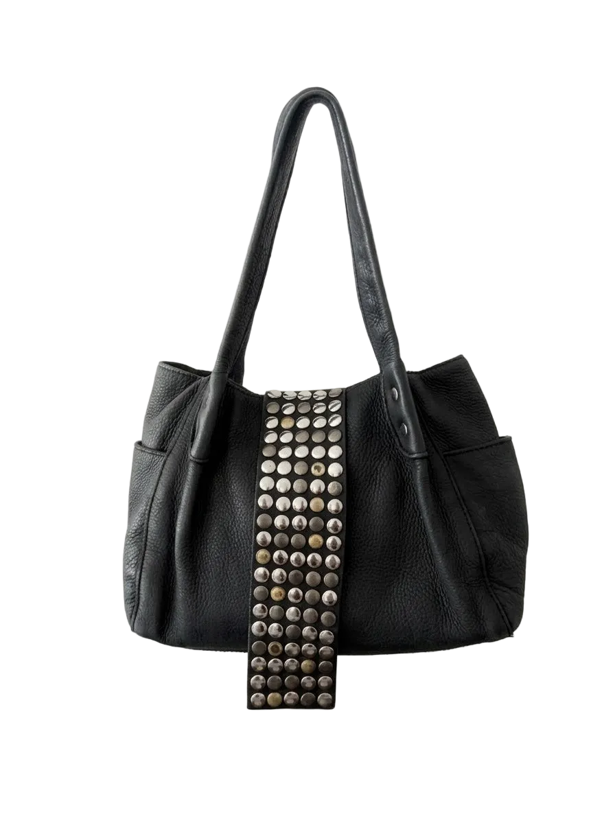03. Tres grey slouchy leather studded tote