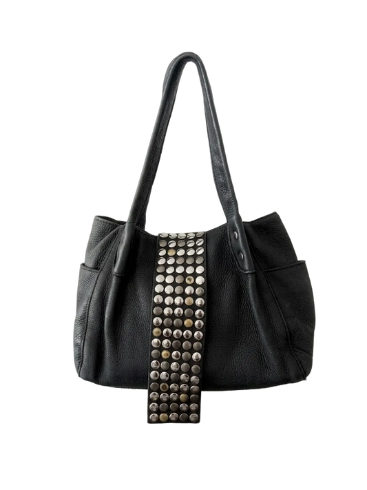 03. Tres grey slouchy leather studded tote