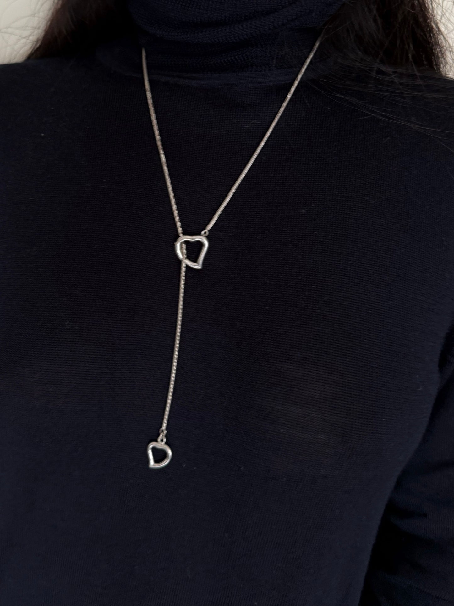 02. Yves Saint Laurent double heart lariat necklace