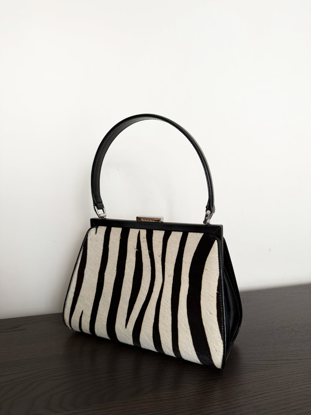 03. Gucci calf pony hair zebra print top handle bag
