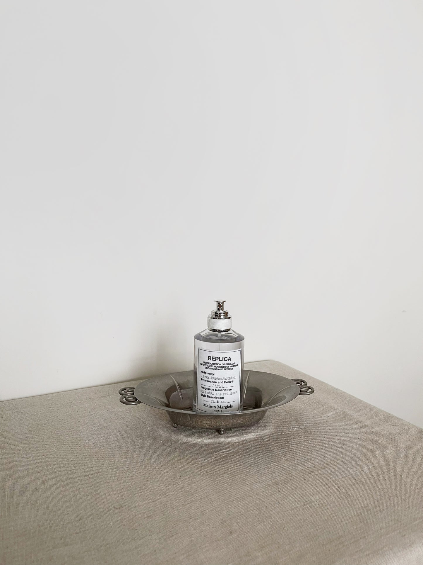 01. Pewter dish with spiral handles