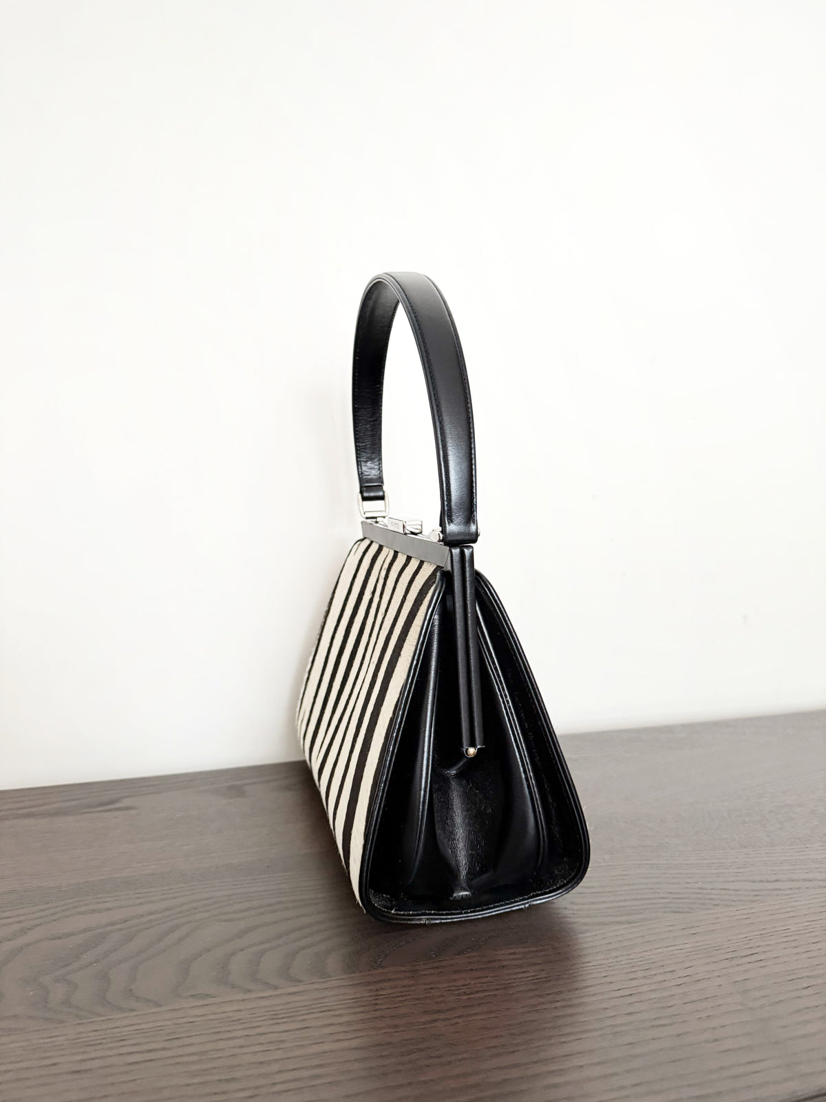 03. Gucci calf pony hair zebra print top handle bag