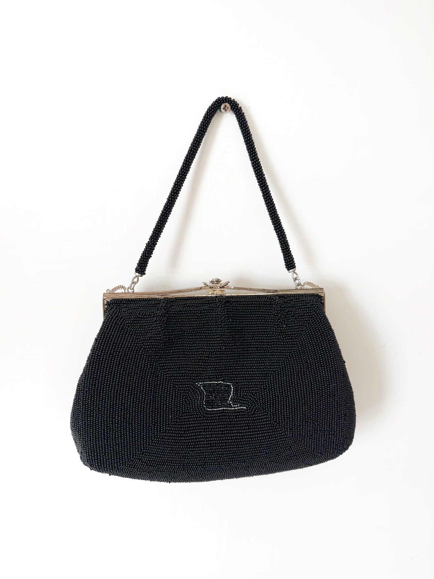 03. Wave motifs black beaded bag