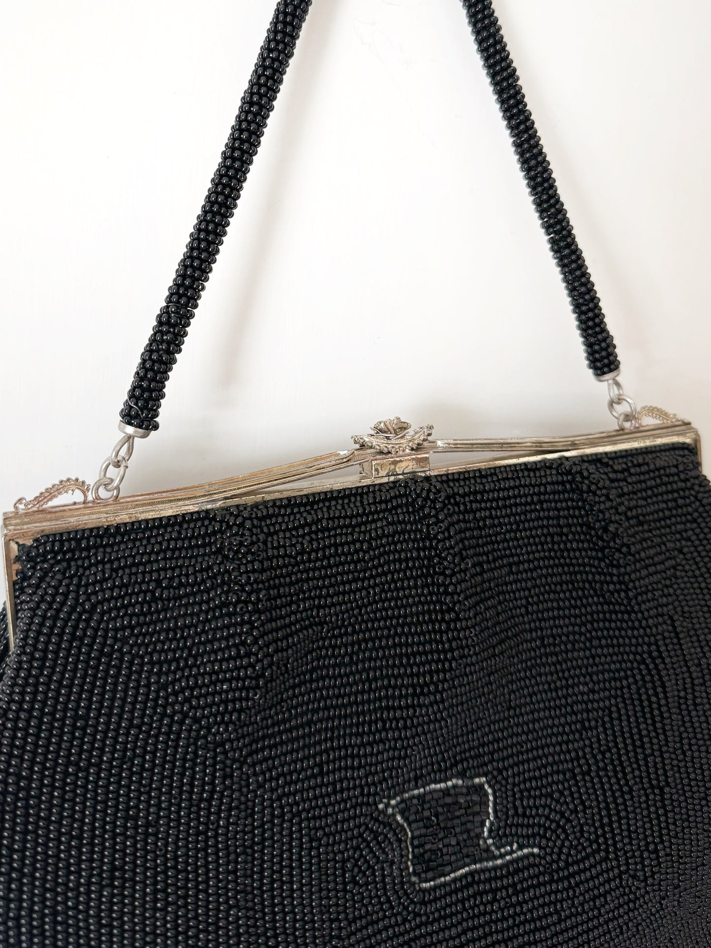 03. Wave motifs black beaded bag