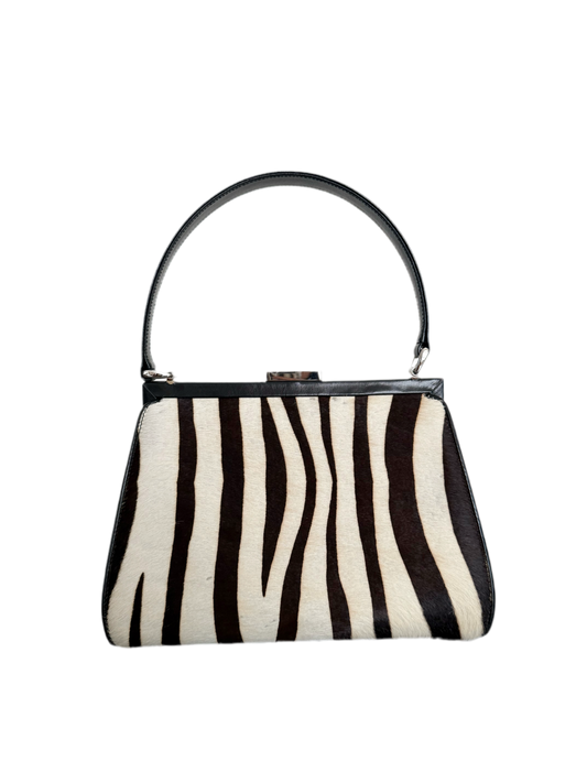 03. Gucci calf pony hair zebra print top handle bag