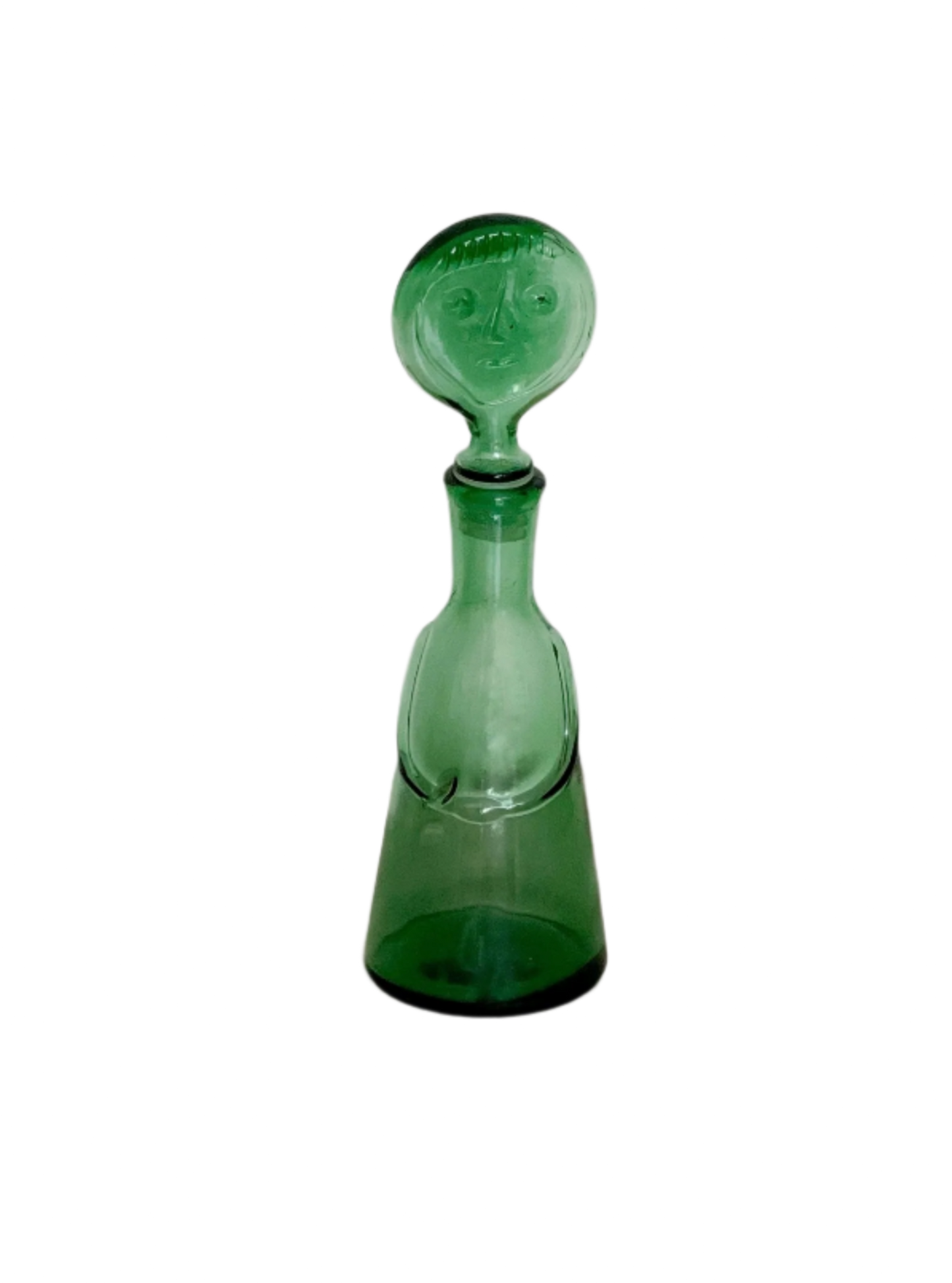 Erik Höglund green face decanter with face stopper