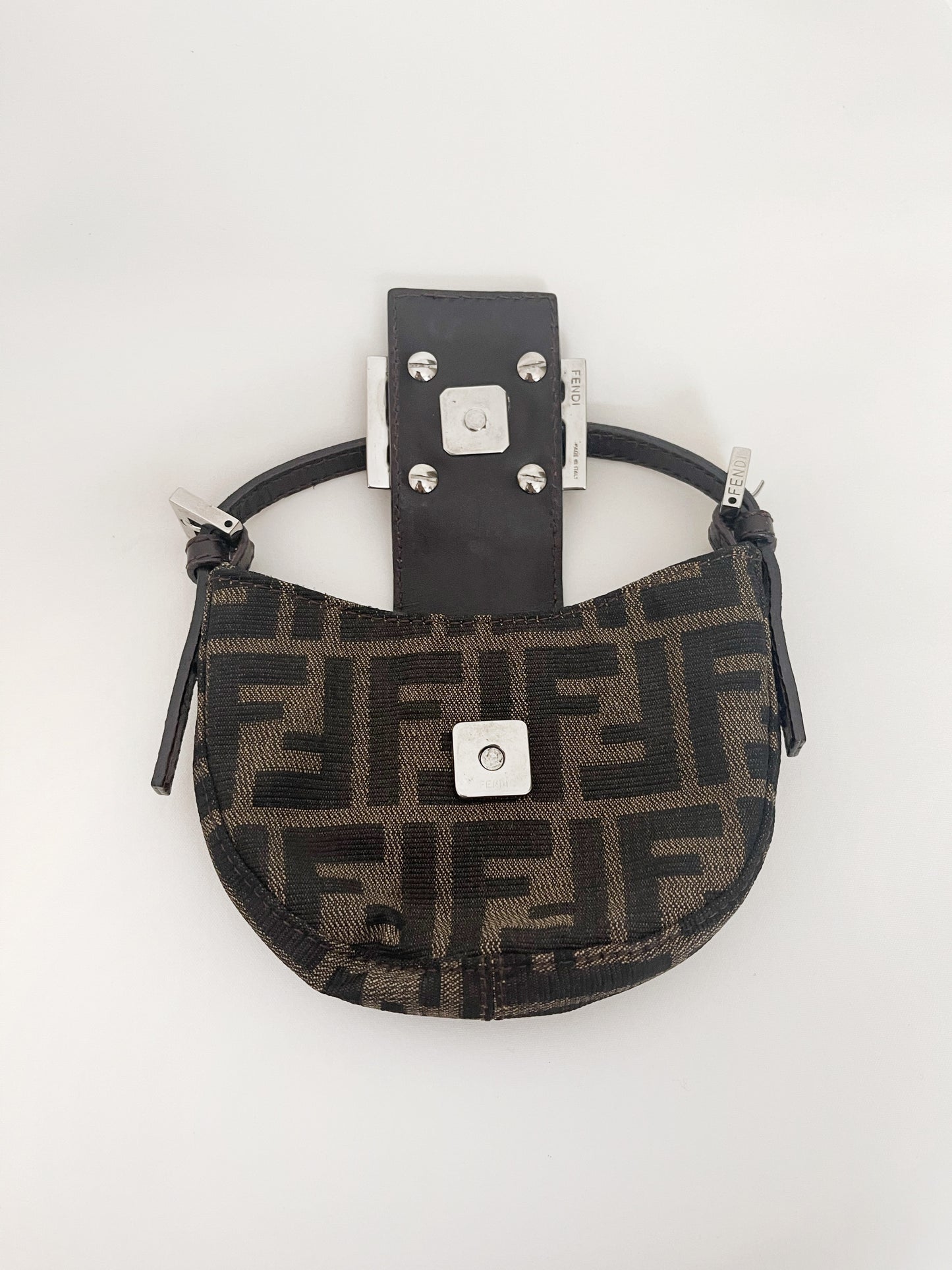 Fendi mini croissant bag in zucca monogram pattern